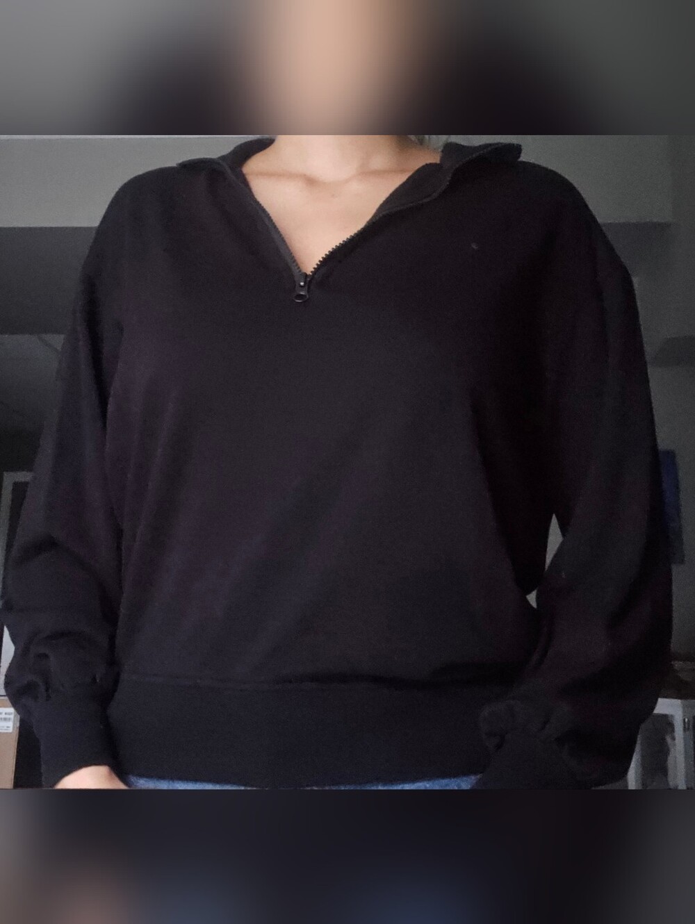 Women's Black Half-Zip Sweater